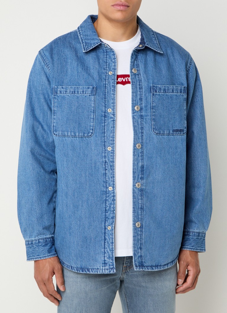 Cămașă Levi's Bryant din denim cu buzunare la piept și imprimeu inversat