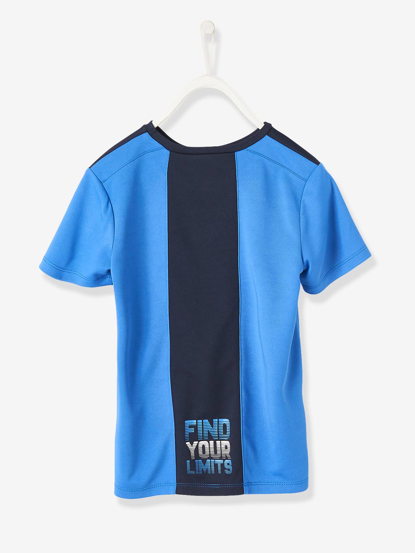 T-shirt de sport garçon matière technique effet colorblock bleu drapeau