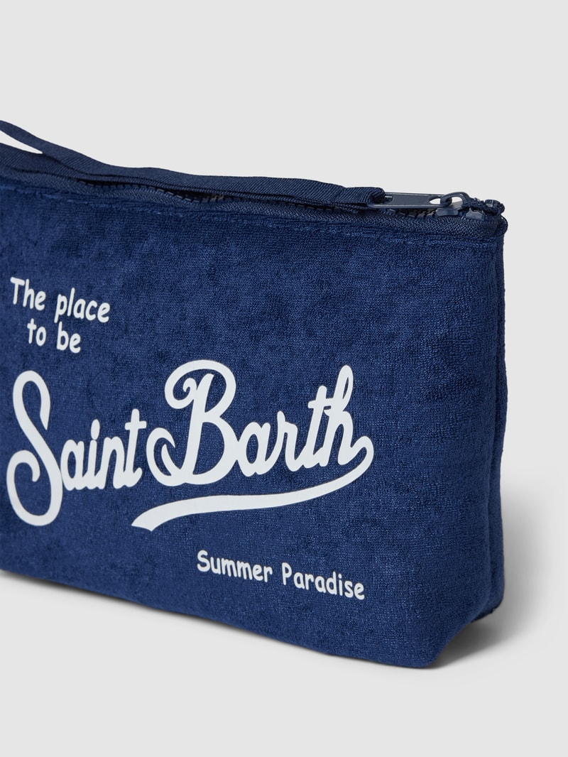Kulturtasche mit Allover-Muster Modell 'ALINE SPONGE' in marineblau
