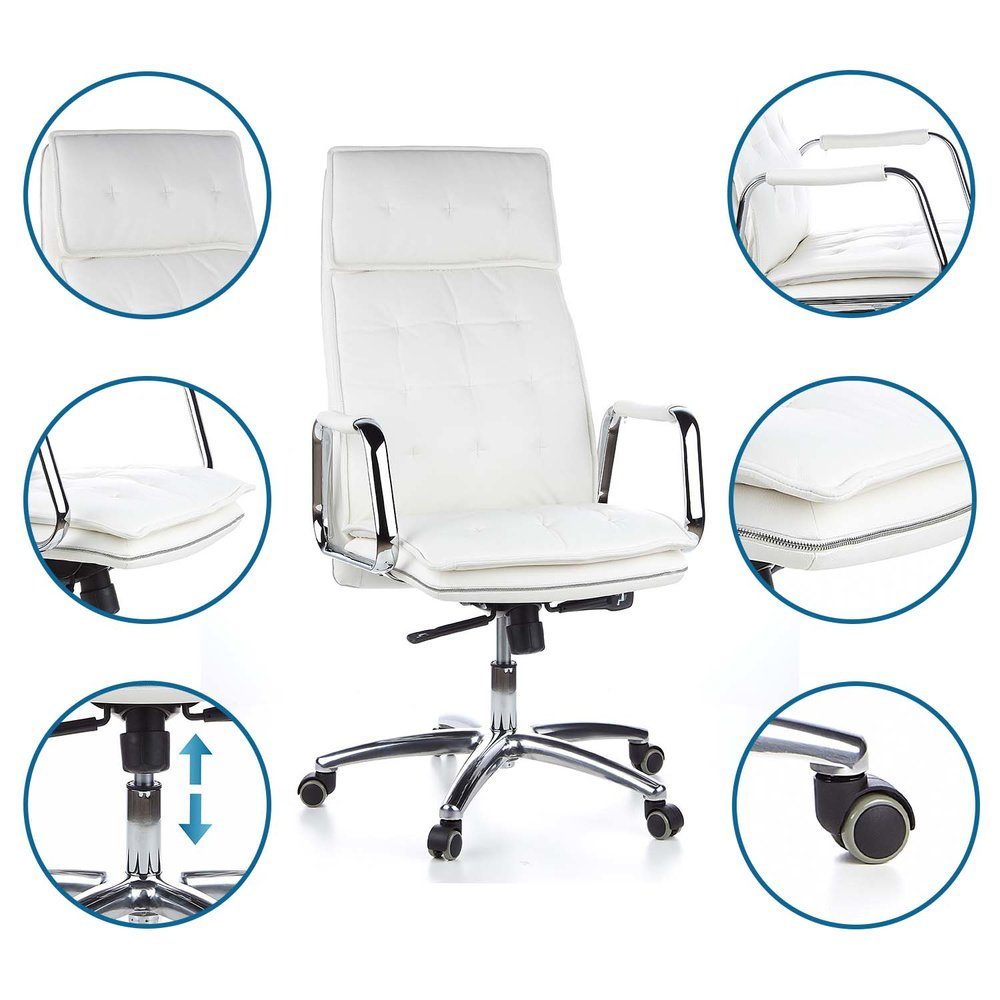 hjh OFFICE Chefsessel Profi Chefsessel VILLA 20 Leder mit Armlehnen, Drehstuhl Bürostuhl ergonomisch