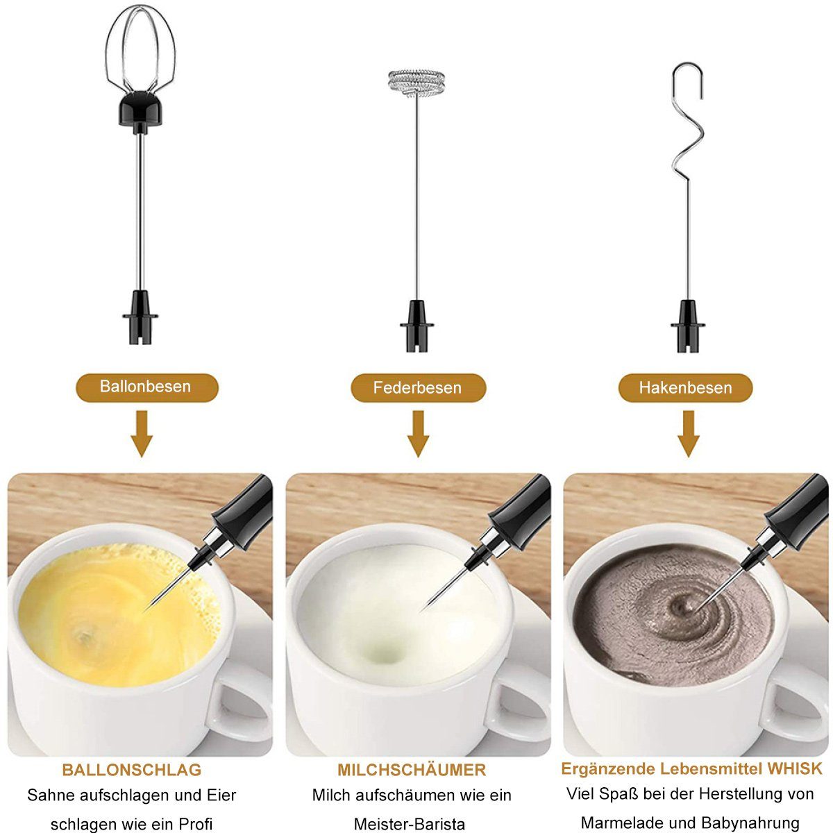 ZmdecQna Milchaufschäumer Elektrischer Milchaufschäumer,USB Aufladbar,2 in 1, für Kaffee,Latte
