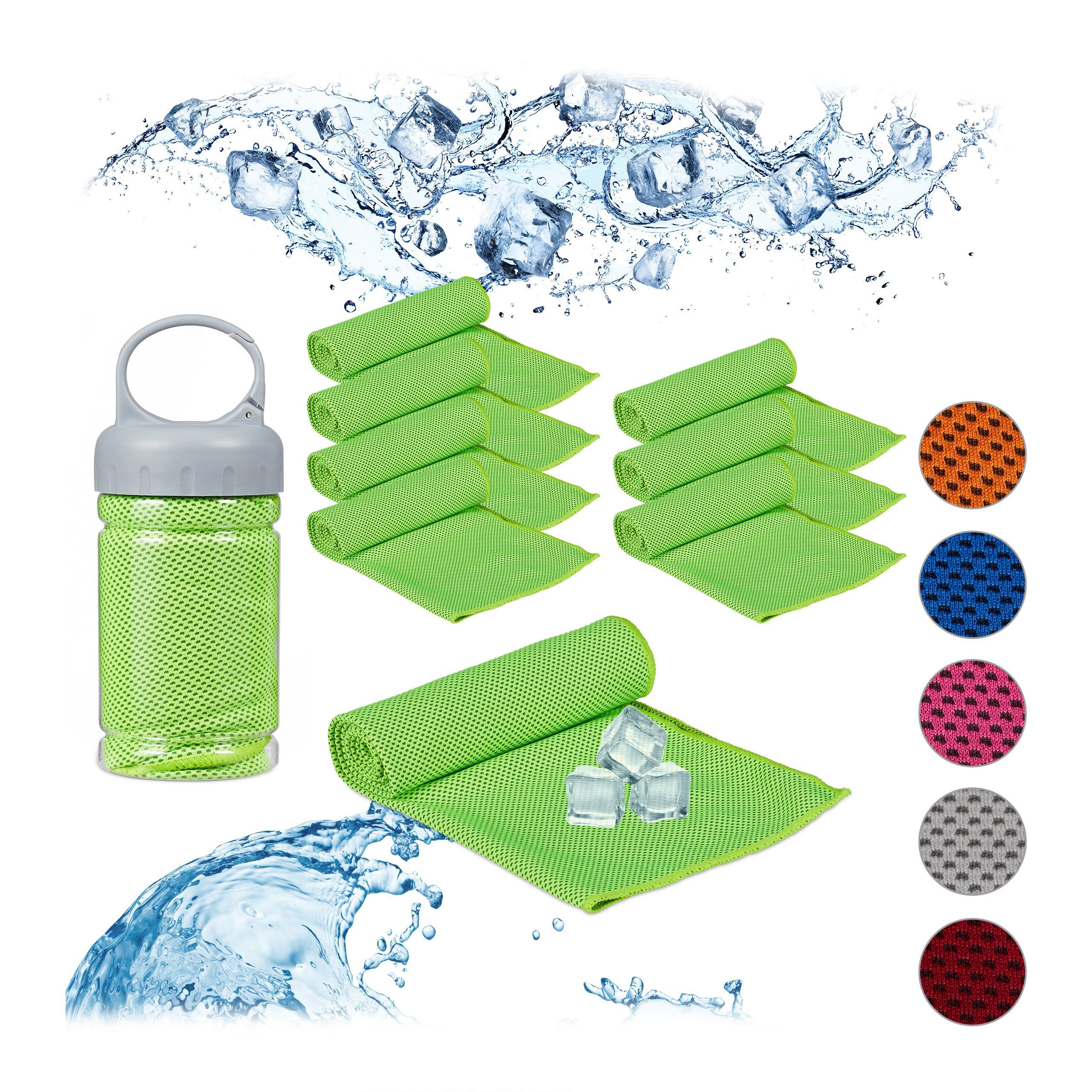 relaxdays Sporthandtuch 8x Kühlendes Handtuch in Grün