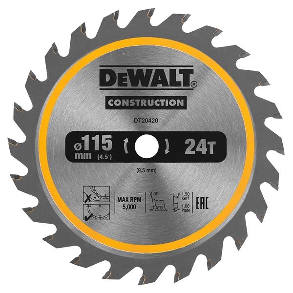 DeWalt Zubehör DT20420-QZ Kreissägeblatt 115 x 9,5 x 24 Zähne