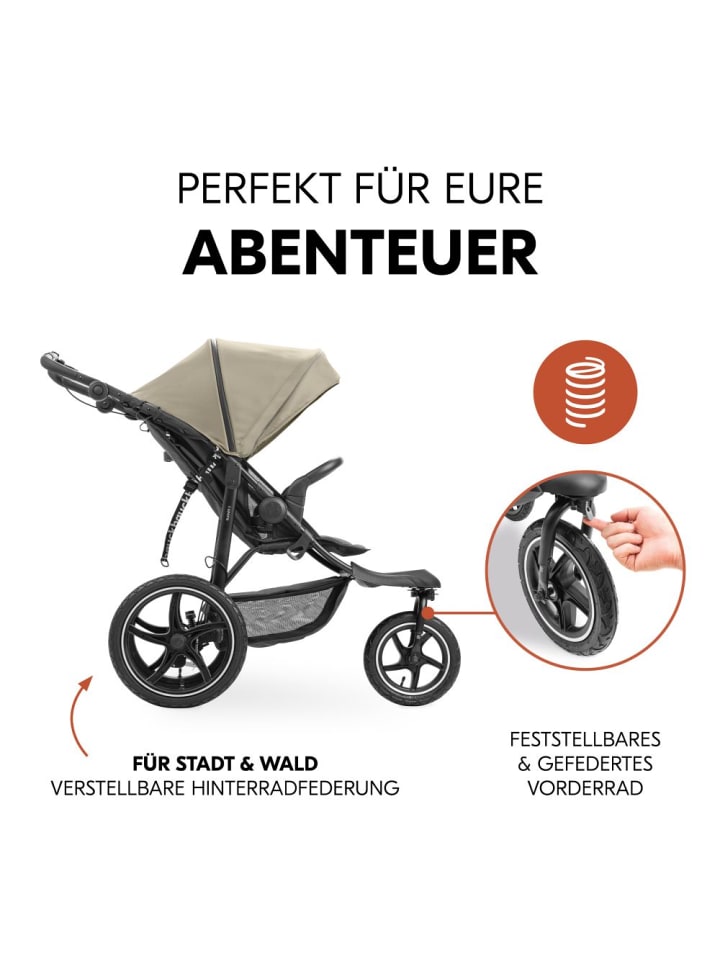 Hauck Buggy & Jogger Runner 3 (mit großen Luftreifen) - Olive in gruen,schwarz günstig kaufen onesize