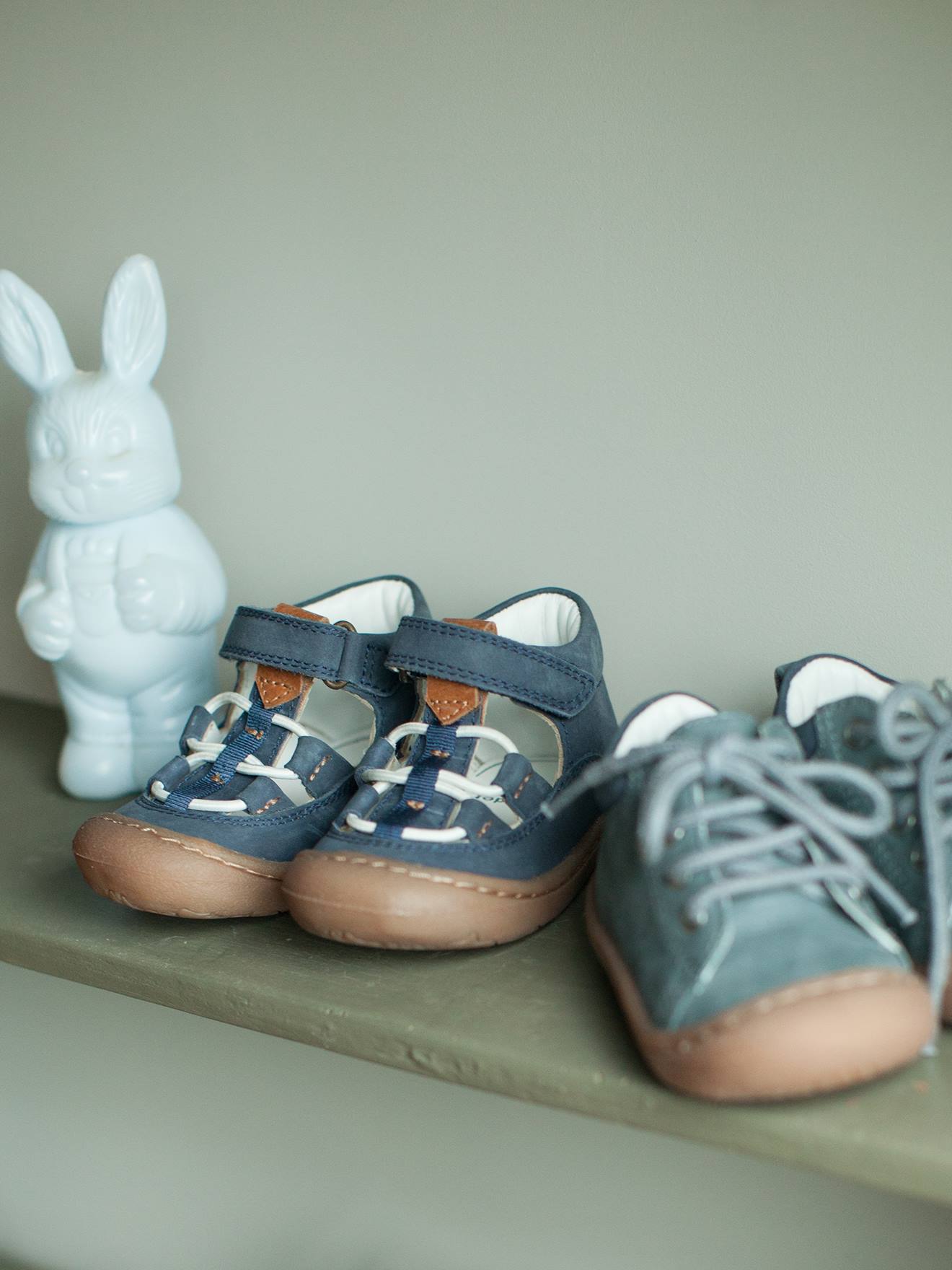 Sandales cuir souple bébé garçon 4 pattes bleu marine