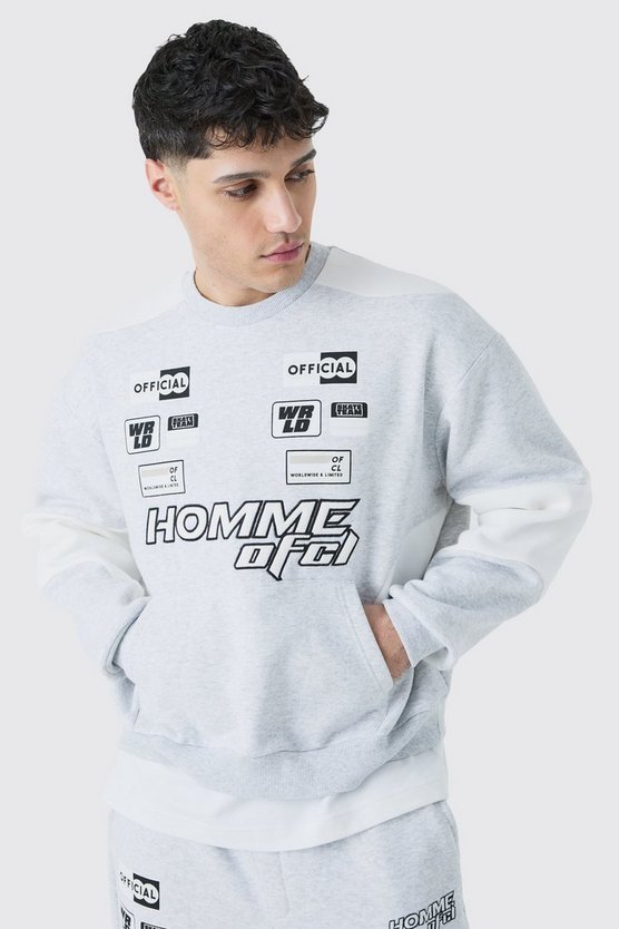 Kastiges Oversize Sweatshirt mit Moto-Applikation