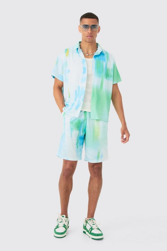 Kastiges Mesh-Hemd & Shorts