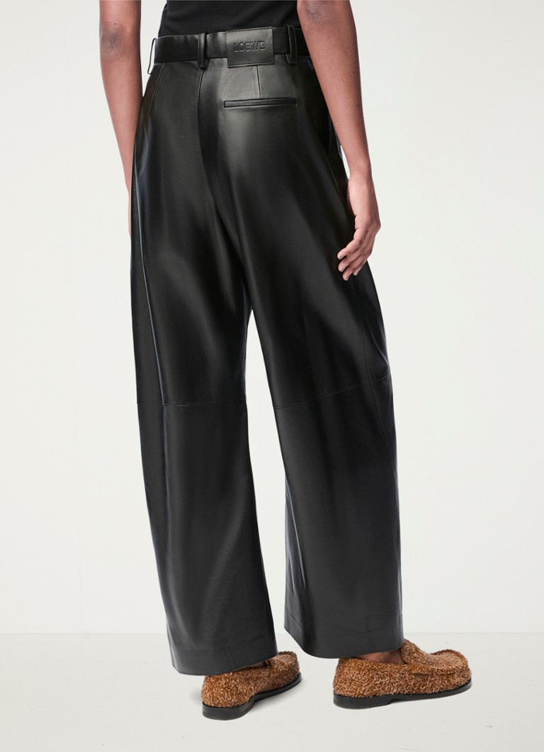 Pantaloni LOEWE din piele de miel, talie medie, picior lat