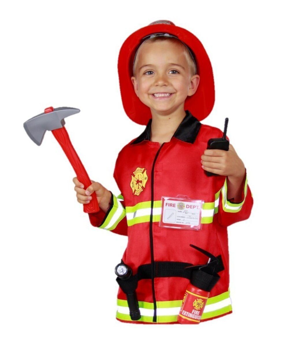 Matissa & Dad Kostüm Kinder Feuerwehr Kostüm und Zubehör für Jungs und Mädchen, Rollenspiele für Kinder