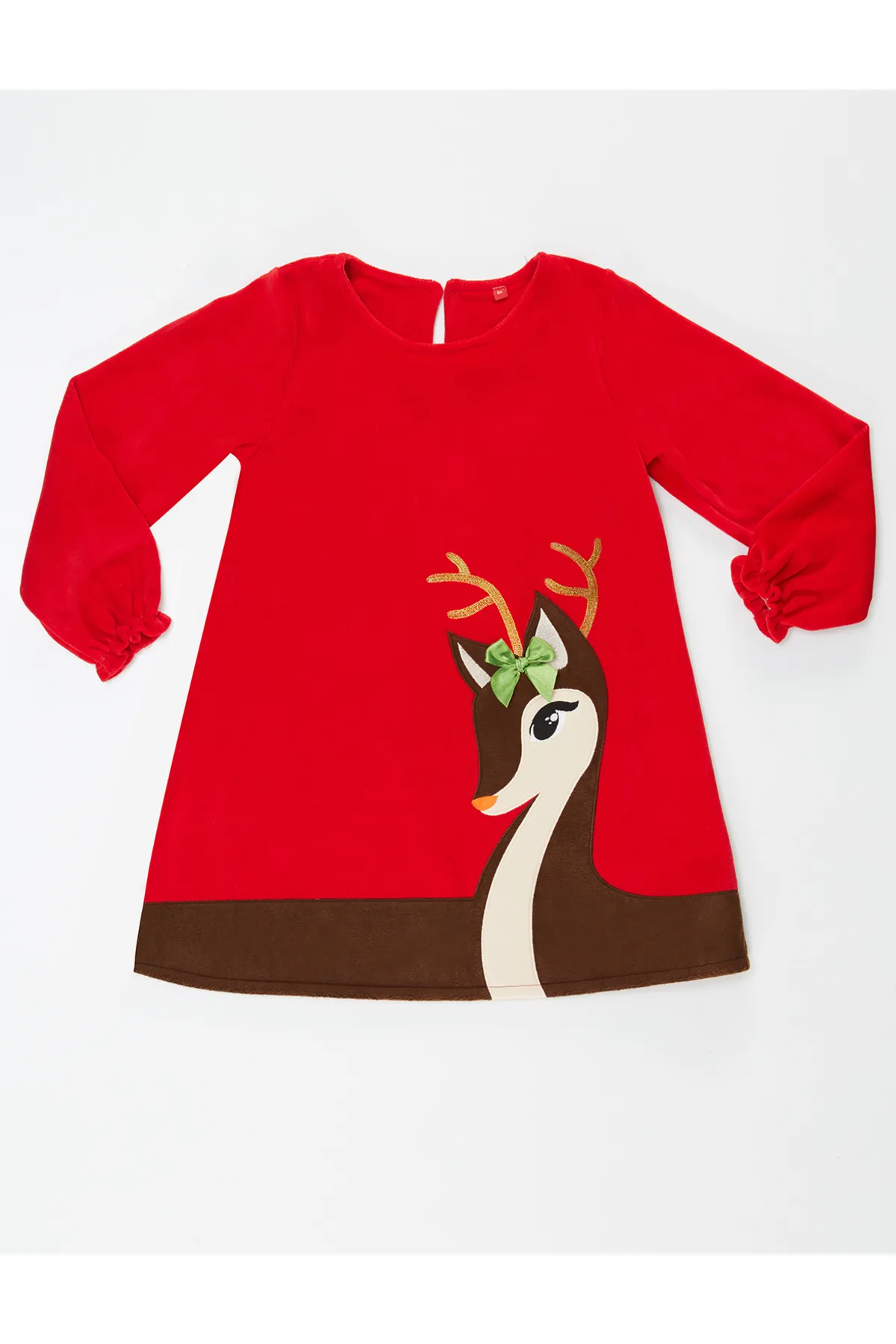 Denokids  Rotes Weihnachtskleid aus Samt für Baby-Hirschmädchen