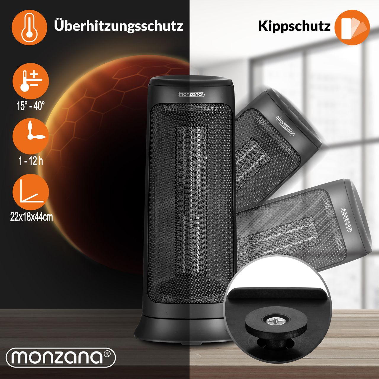 Casaria monzana® Keramikheizlüfter MZKH2200 schwarz