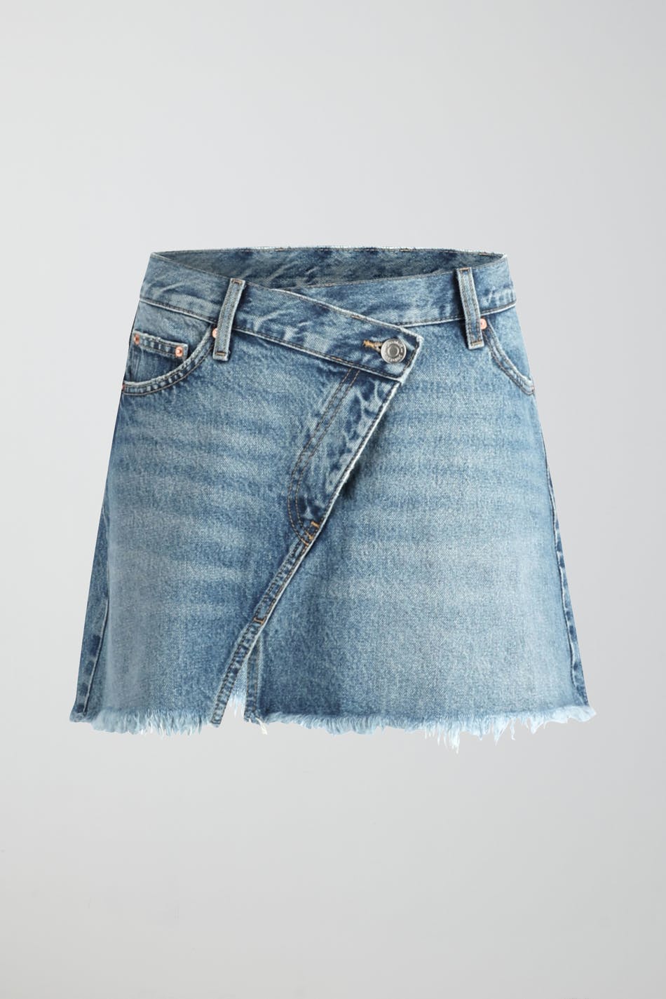 Wrap denim skirt