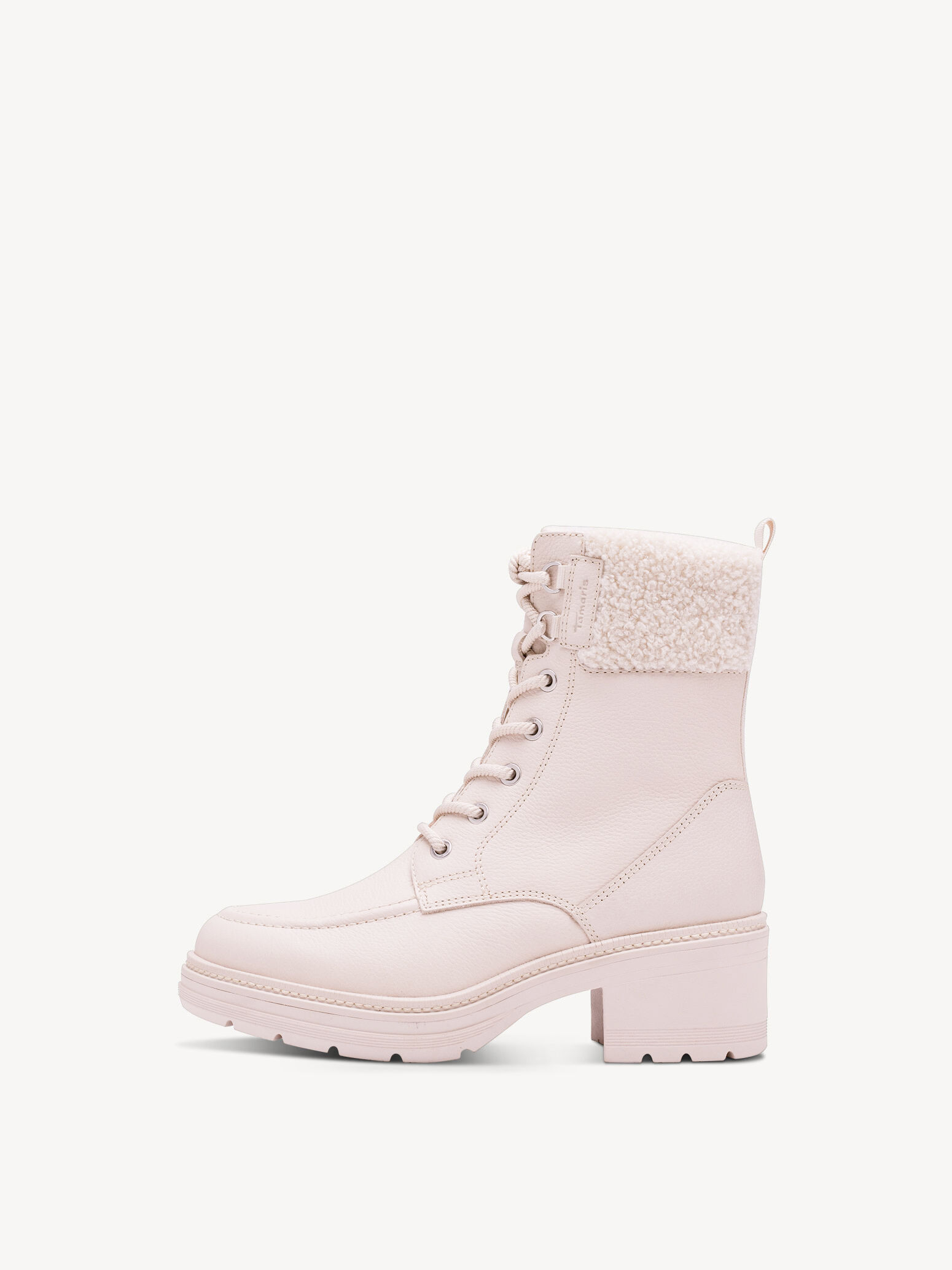Bottine en cuir - beige doublure chaude