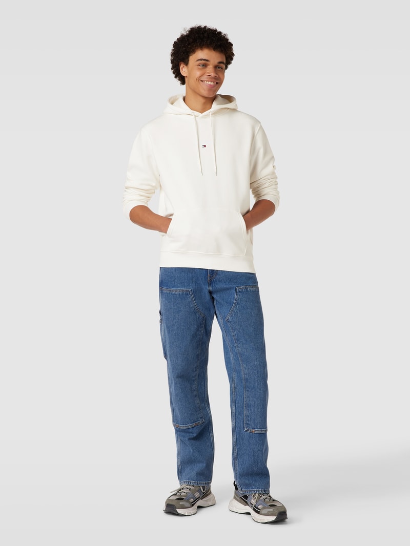 Hoodie mit Logo-Stitchings in offwhite