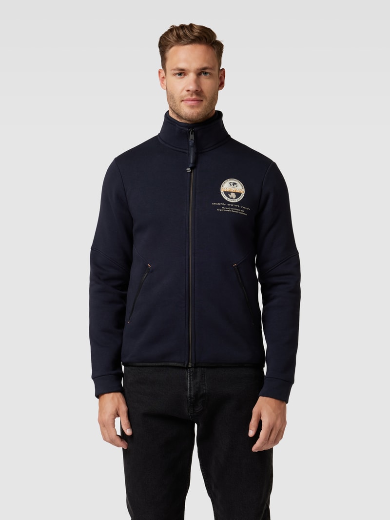 Sweatjacke mit Stehkragen in marineblau