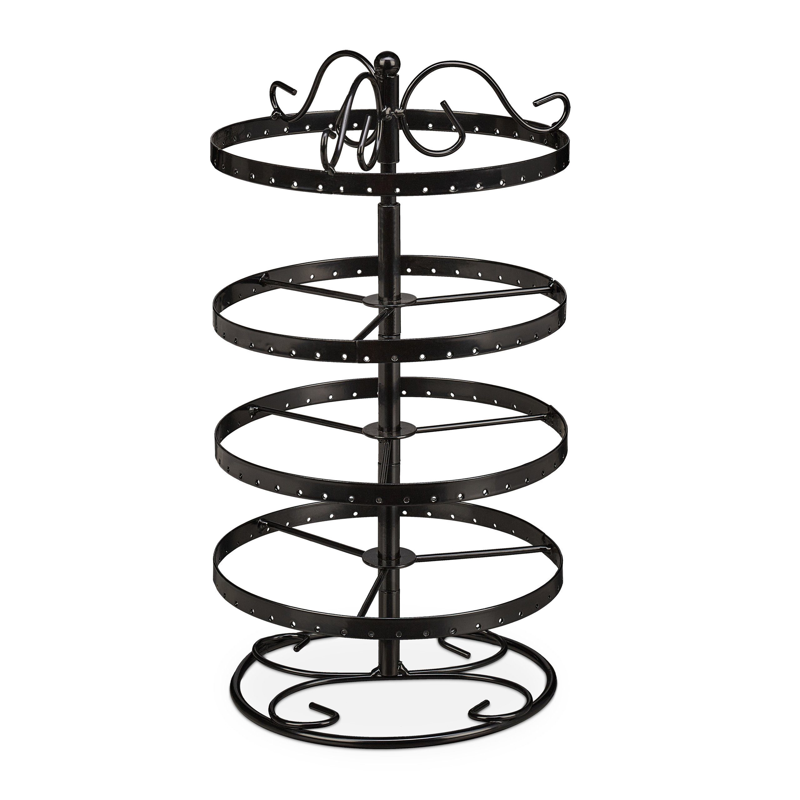 relaxdays Schmuck Etagere Runder Ohrringhalter mit 168 Löchern, Schwarz