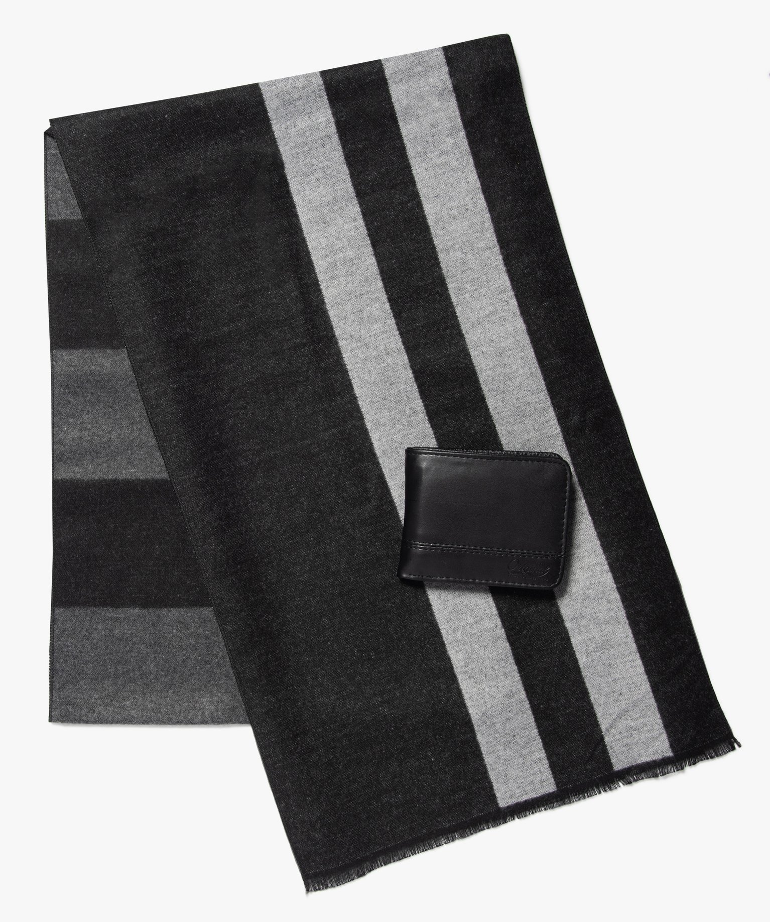 Coffret cadeau homme : écharpe et portefeuille grey | GEMO