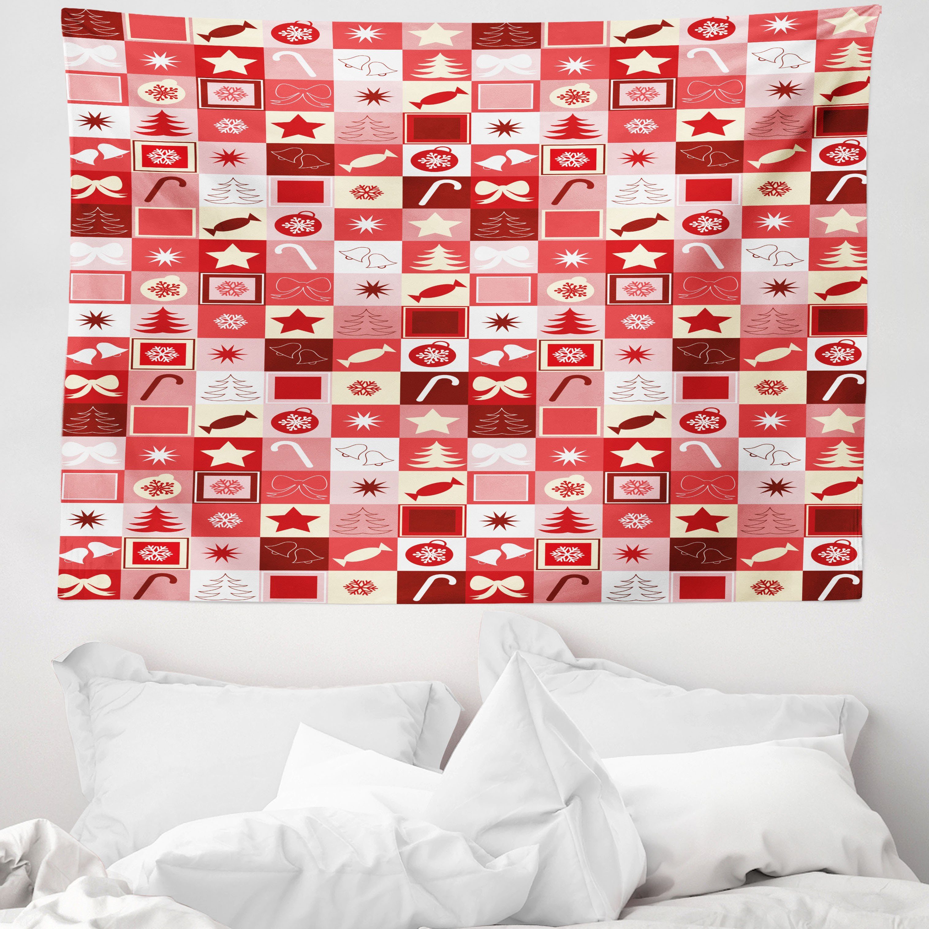 Wandteppich aus Weiches Mikrofaser Stoff Für das Wohn und Schlafzimmer, Abakuhaus, rechteckig, Weihnachten Rosa Kegel-Stern