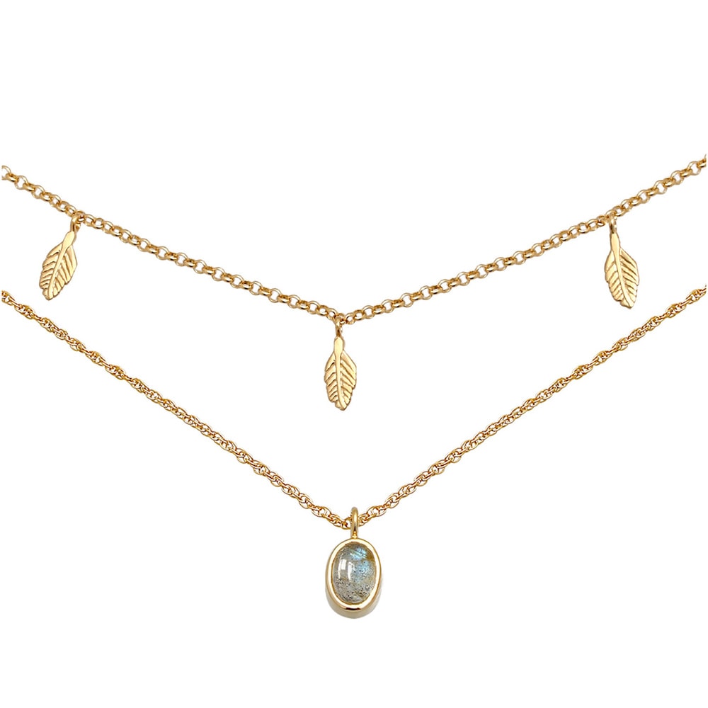 Elli PREMIUM Elli PREMIUM Collier Pendentif plume pour dames Tendance estivale bohème avec lab collier