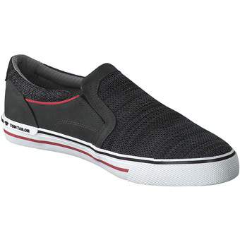 Tom Tailor Leinen Slipper in schwarz