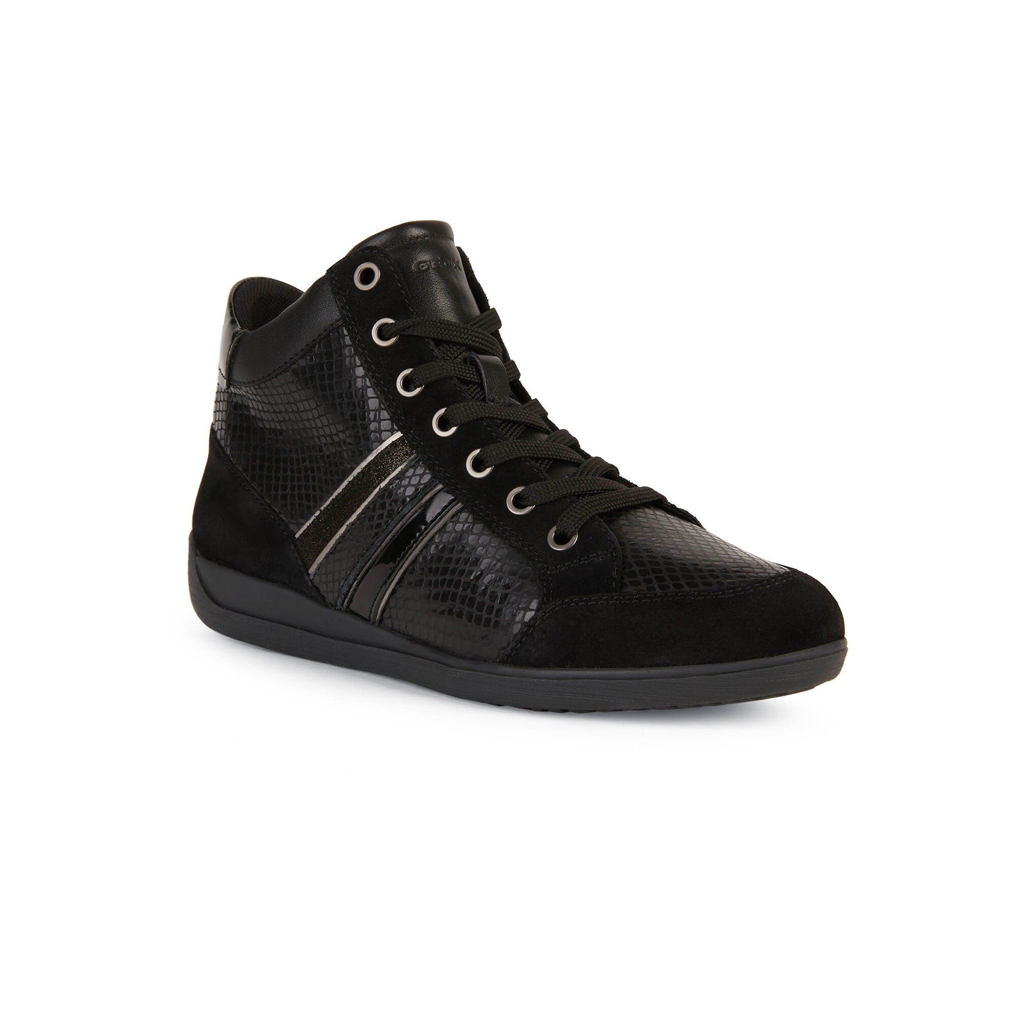 Baskets montantes noir dessus cuir