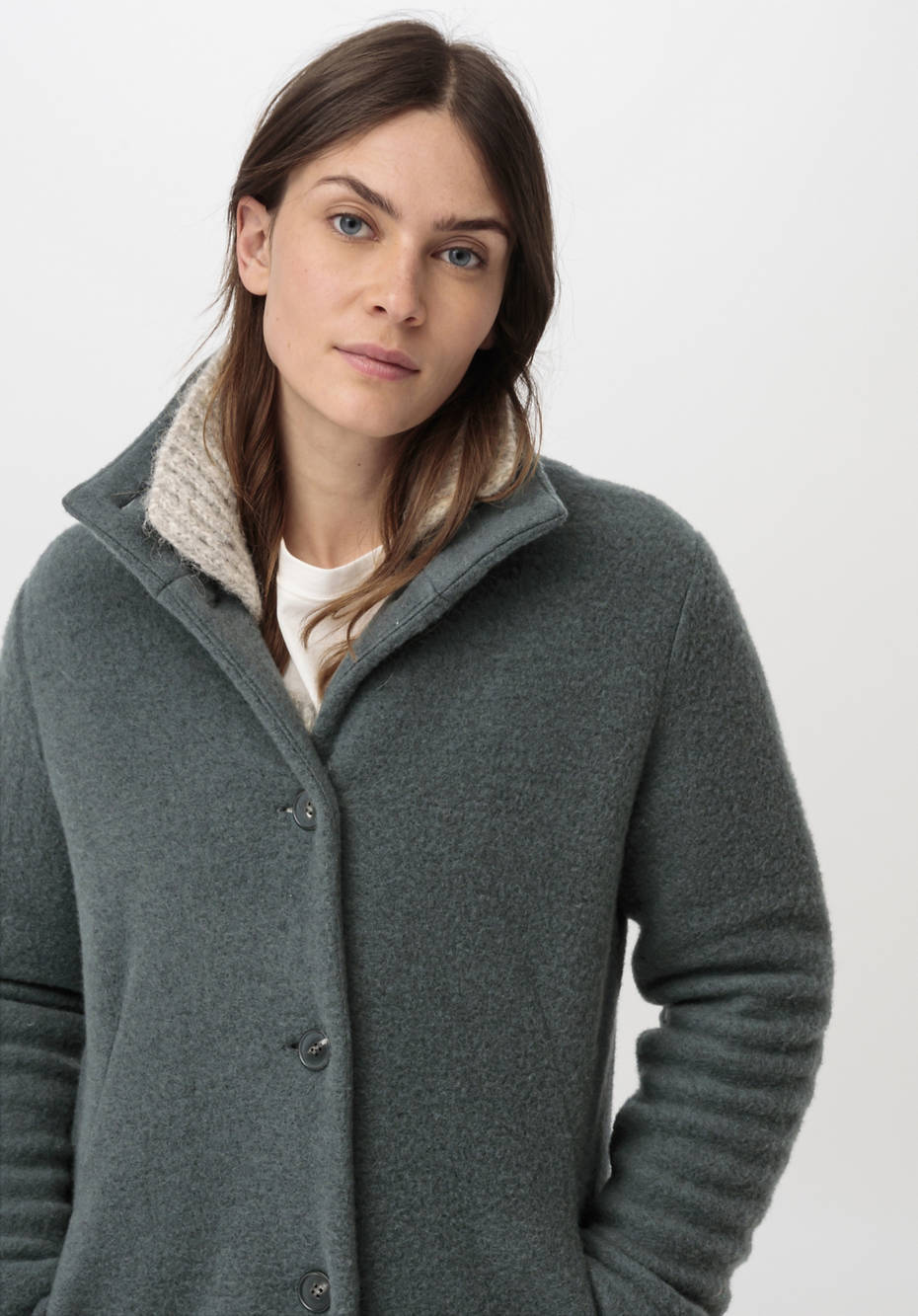 Wollfleece Mantel aus reiner Bio-Merinowolle