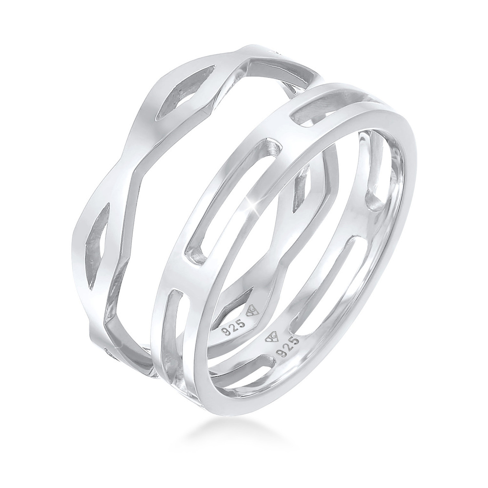 Elli Elli Bague Duo de bagues empilées pour femmes en argent sterling 925 Bague