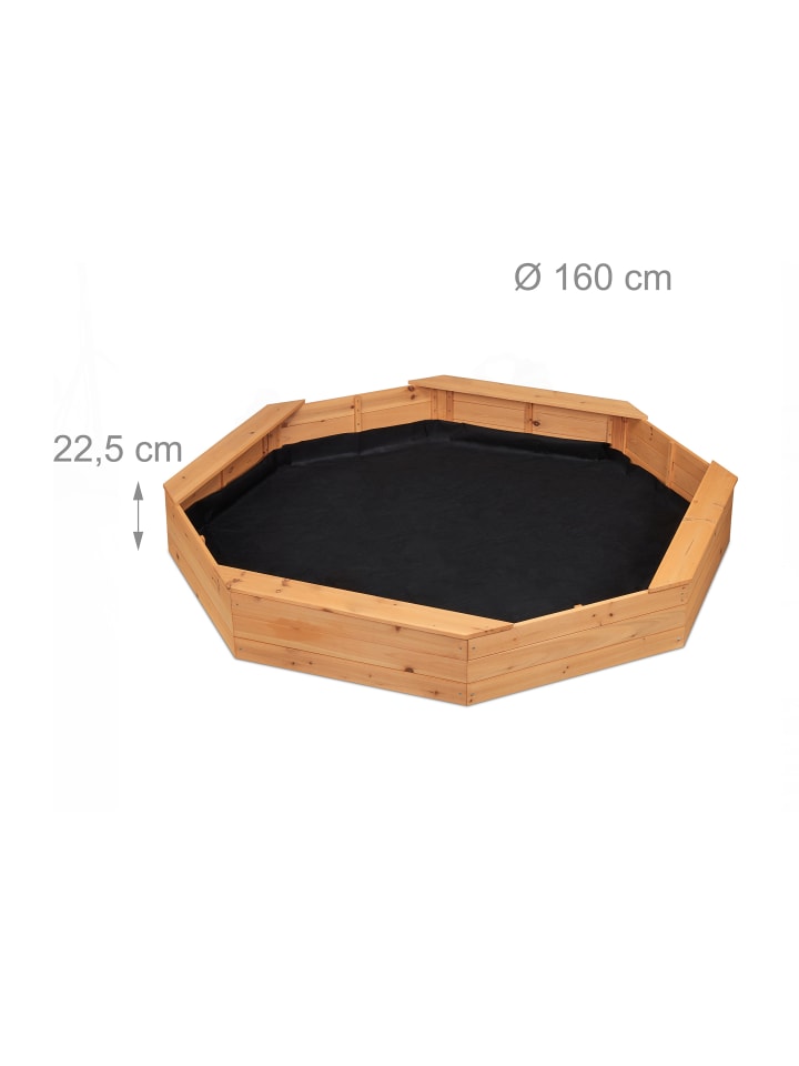 relaxdays Sandkasten in Natur - (B)160 x (H)22,5 x (T)160 cm günstig kaufen onesize