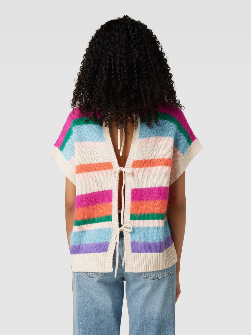 Strickjacke mit Streifenmuster Modell 'Fausia' in pink