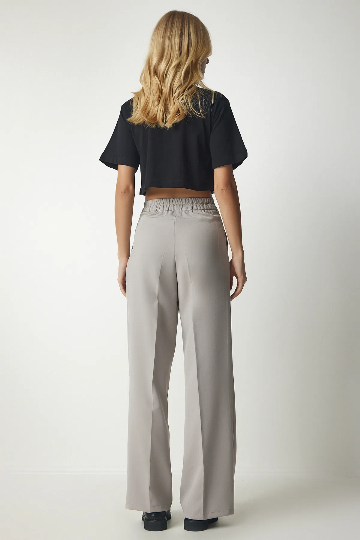 Happiness İstanbul  Damen-Palazzo-Hose mit Steintaschen DW00001