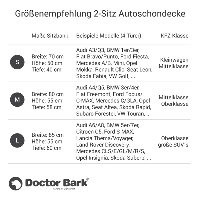 Doctor Bark Autozubehör Doctor Bark Autoschondecke Rückbank 2-Sitz grau M