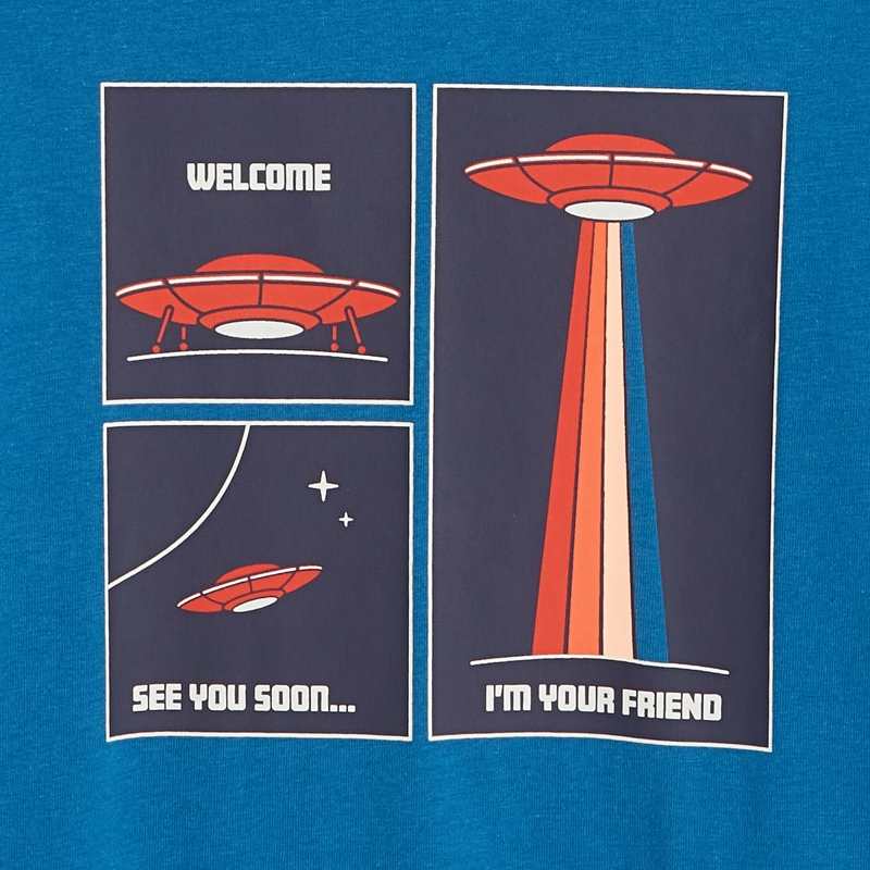 T-shirt manches longues thème espace bleu garçon