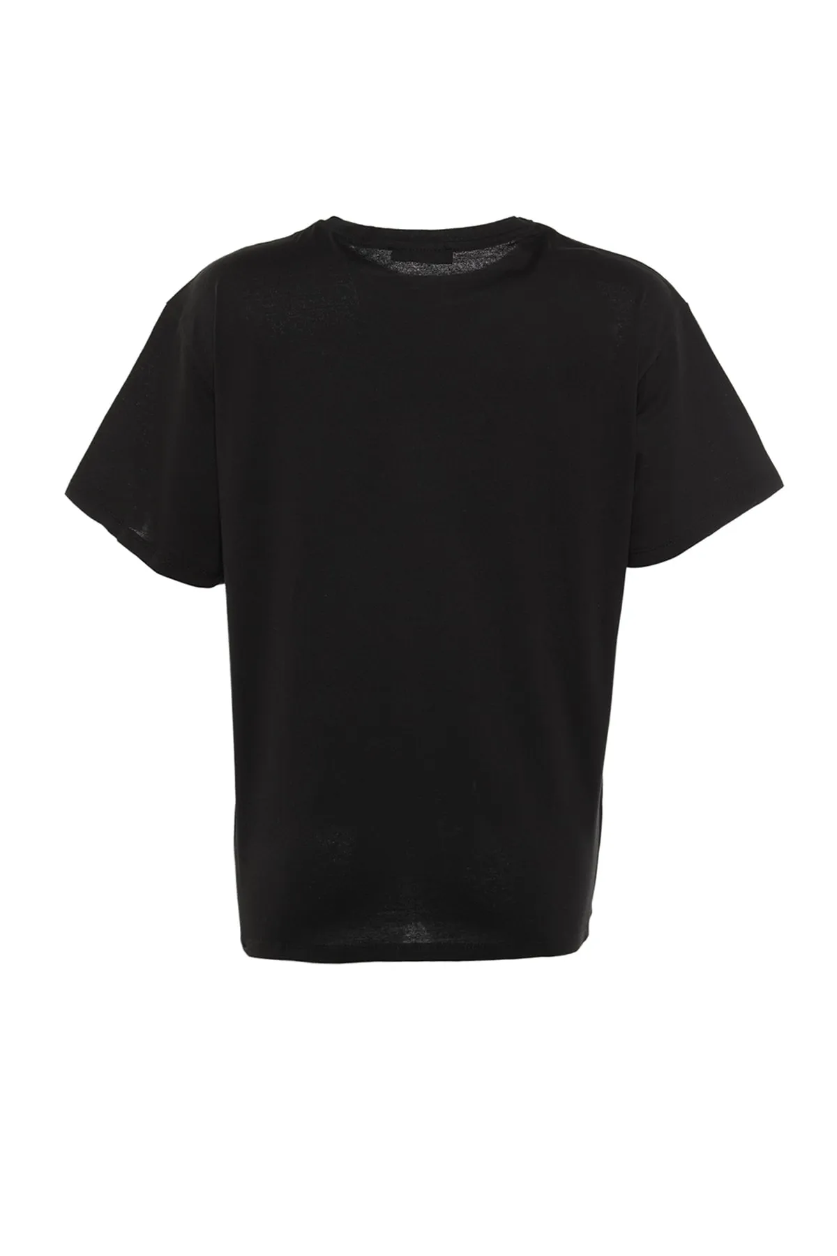 Trendyol Collection  Schwarzes, übergroßes/weites Strick-T-Shirt mit Rundhalsausschnitt aus 100 % Baumwolle TWOSS20TS0134