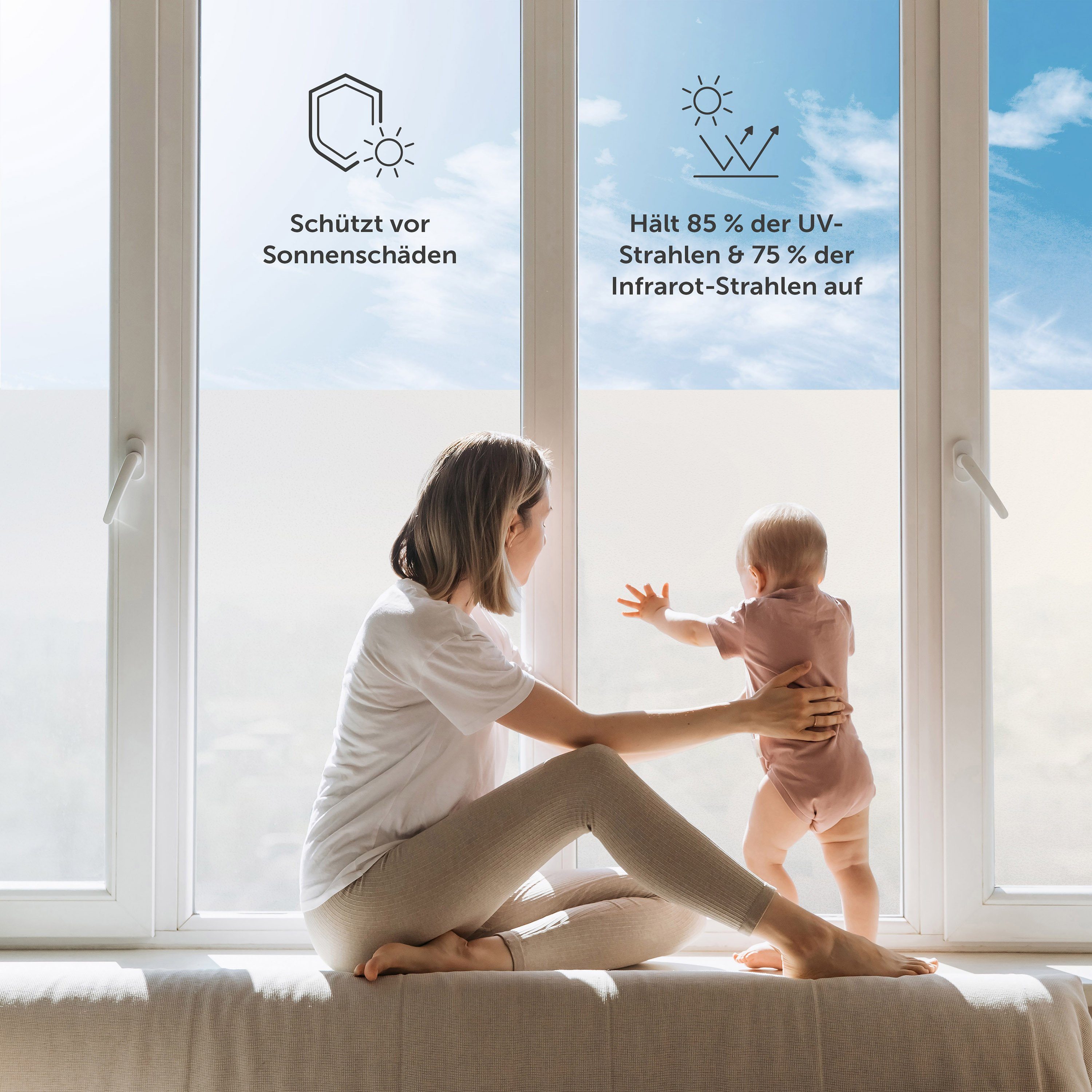 Fensterfolie Fensterfolie Blickdicht mit Milchglas-Effekt für Privatsphäre, Blumtal, blickdicht, zuschneidbar, UV-Schutz bei Fenstern, Duschkabinen und Co.