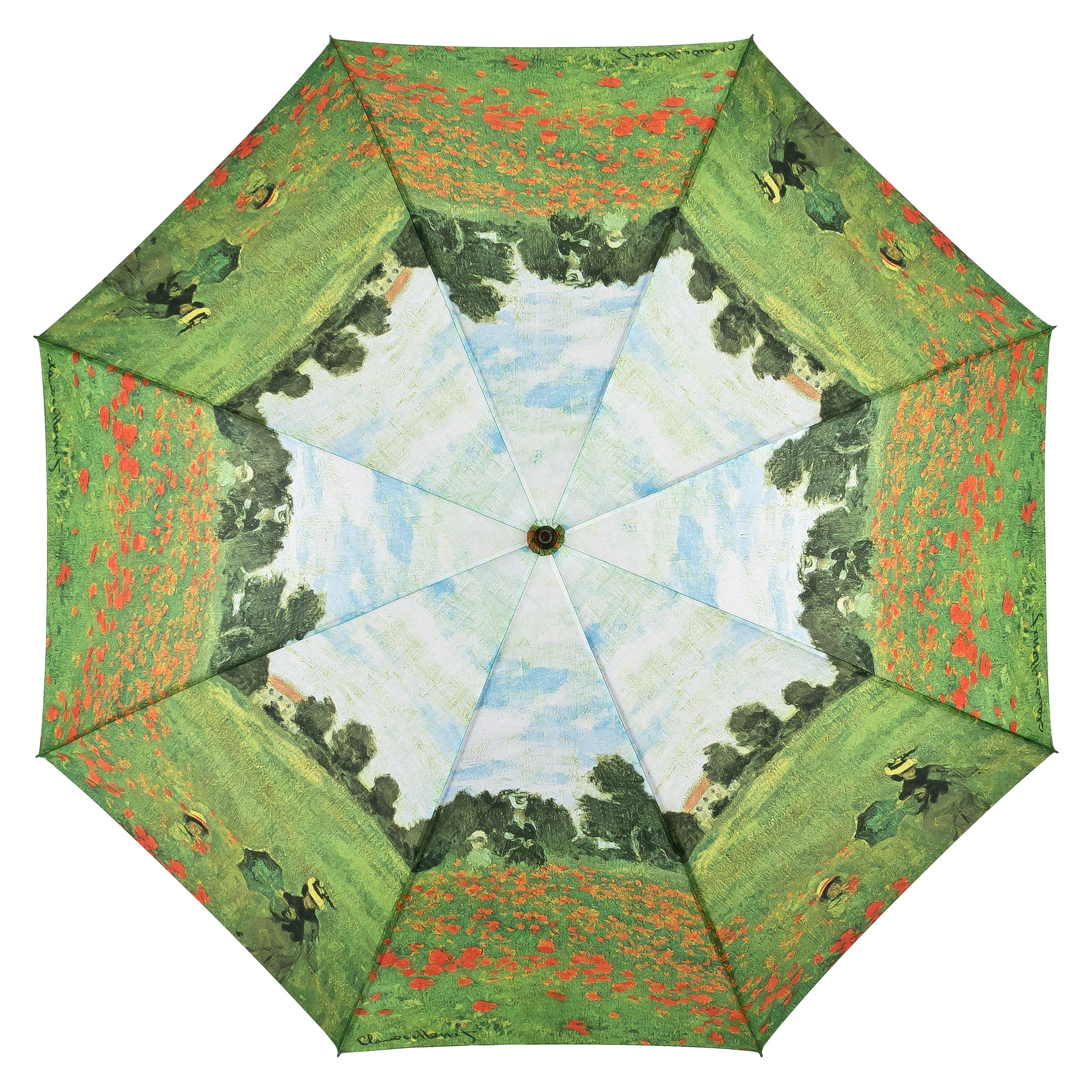 von Lilienfeld Stockregenschirm Motivschirm Claude Monet: Mohnblumenfeld Auf-Automatik Kunst, 100% Regenschutz / 95 % UV-Schutz