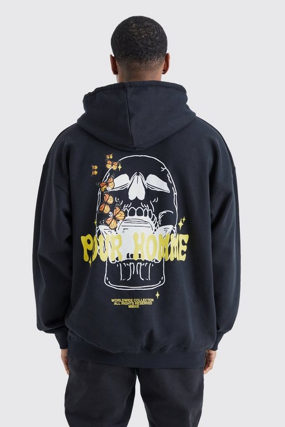 Oversize Hoodie mit Pour Homme Totenkopf-Print