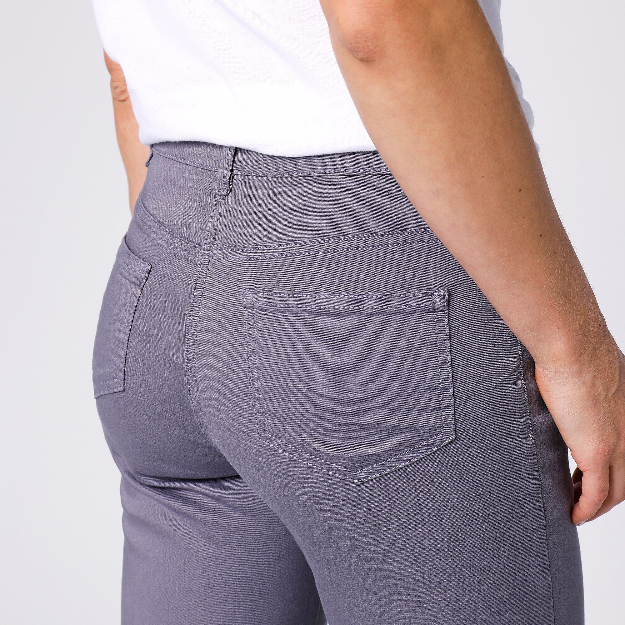 Pantalon effet ventre plat coton extensible