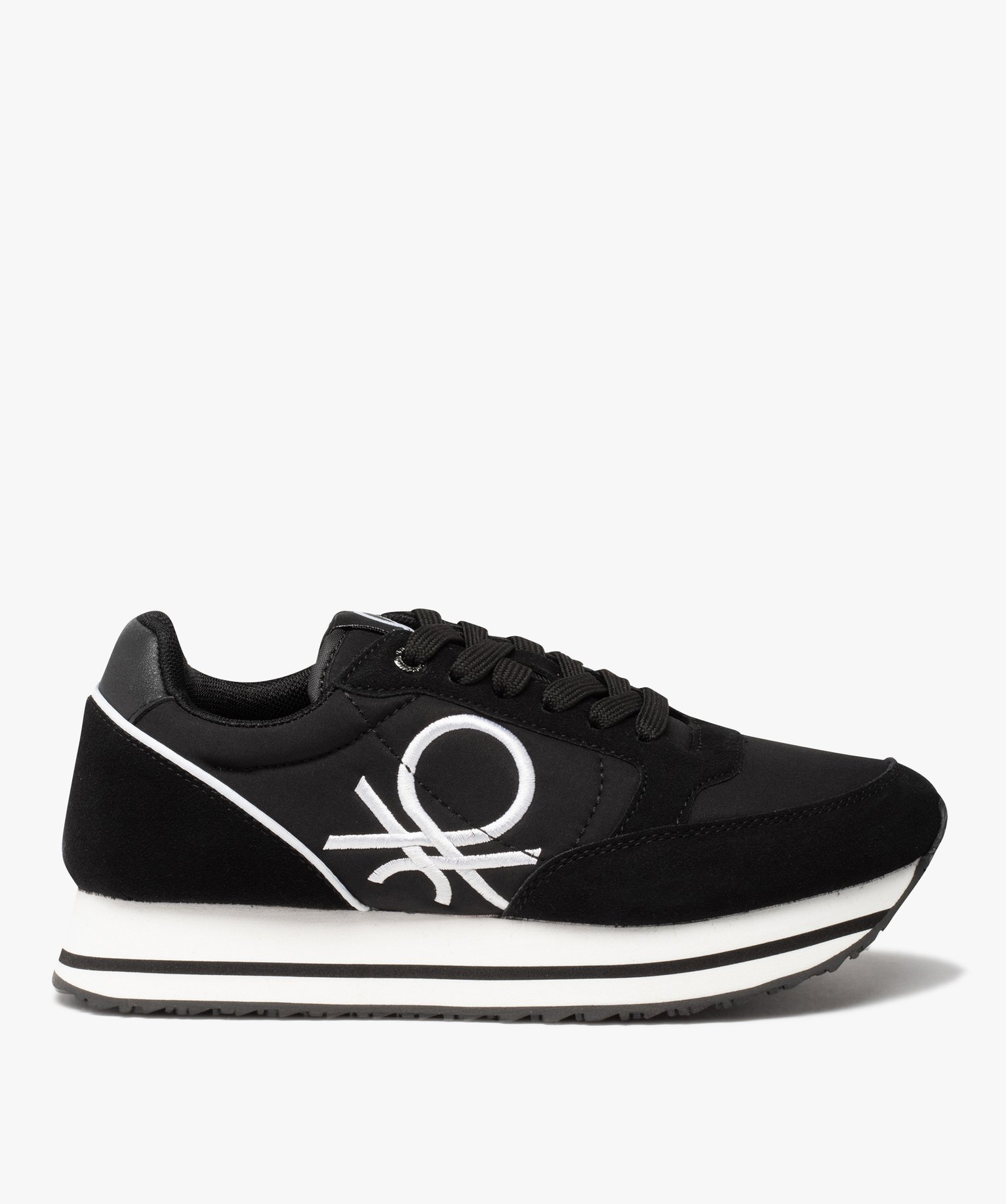 Baskets femme style retro running unies - Benetton noir | GEMO