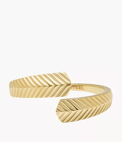 Fossil Ring Harlow Linear Texture Edelstahl offen goldfarben