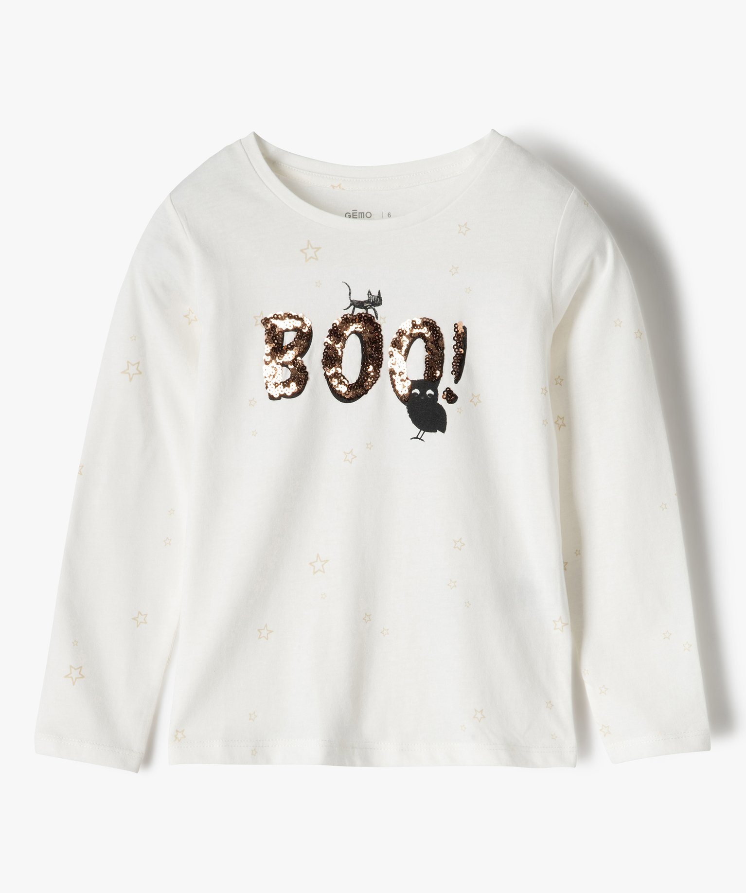 Tee-shirt fille avec motifs en sequins brodés | GEMO