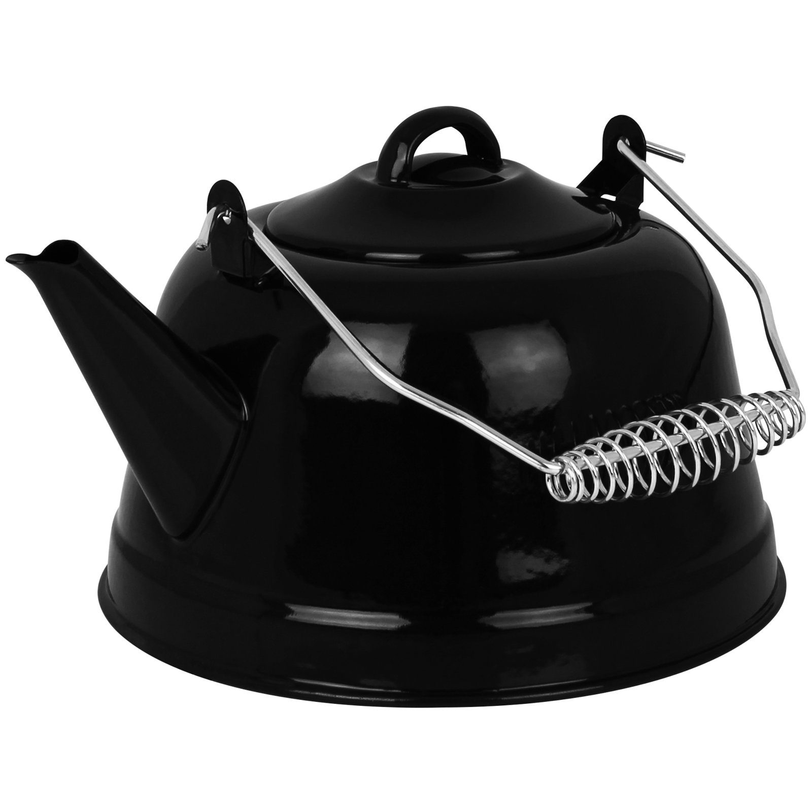 Hatex Wasserkessel Campingkessel 2,4L Henkel Wassertopf Campingkocher Stahlkessel, Wasser Kessel Tee Kocher Emaille Kessel Camping