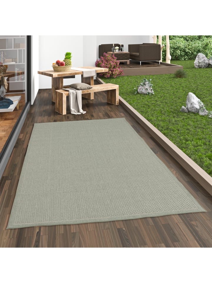 Pergamon In & Outdoor Teppich Flachgewebe Marbella Uni in Groen günstig kaufen 80 x 150cm