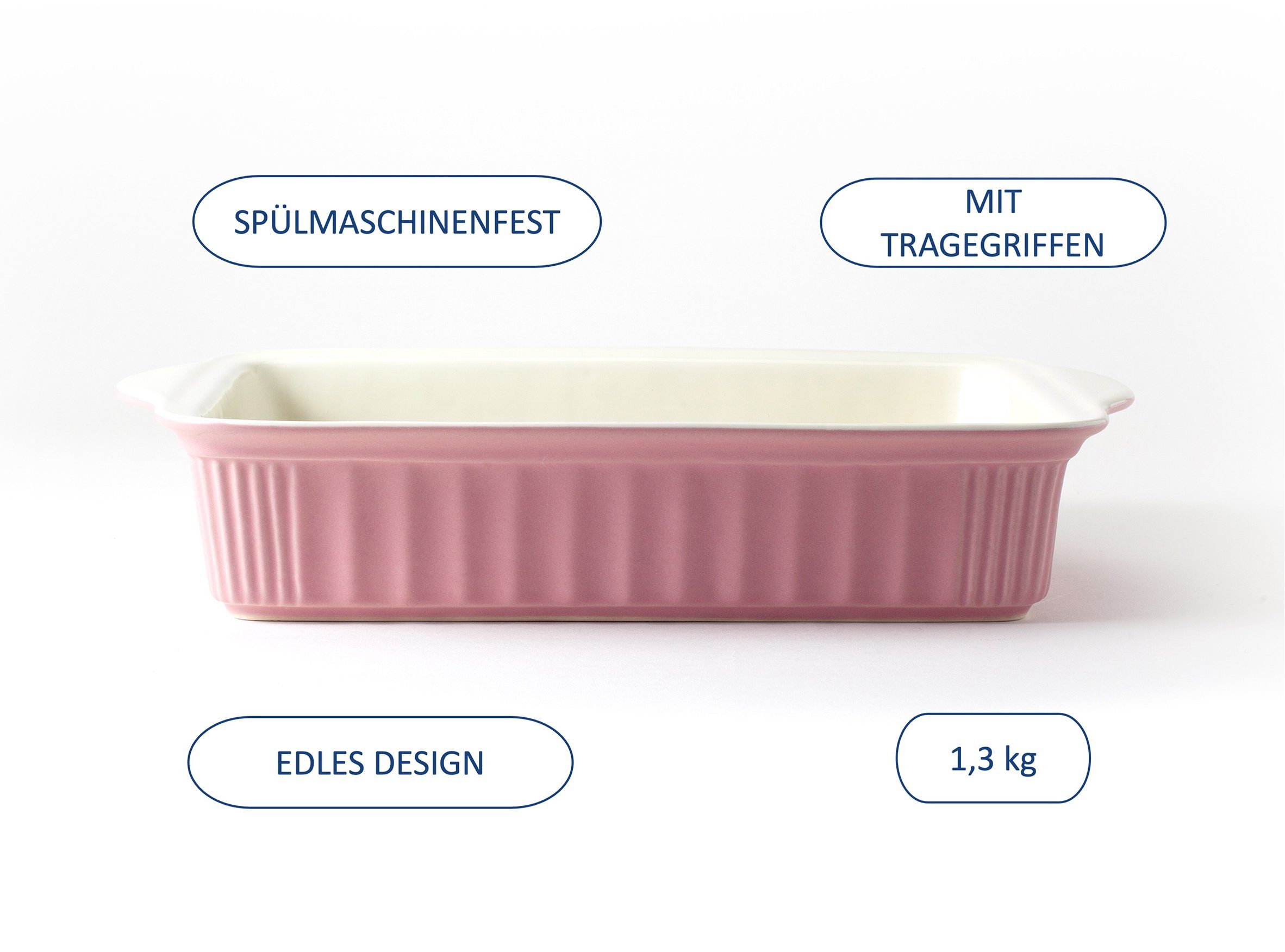 Hanseküche Auflaufform Auflaufform aus hochwertiger Keramik Auflaufform Groß, Keramik, (1-St), Kratzresitent, Hohe Wärmeisolierung