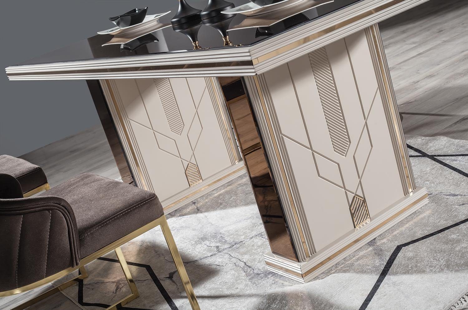 JVmoebel Esszimmer-Set 7tlg. Esszimmer Set Esstisch + 4x Stühle + Sideboard + Spiegel Neu, (7-St., Esstisch, 4x Stühle, Sideboard, Spiegel), Made in Europa