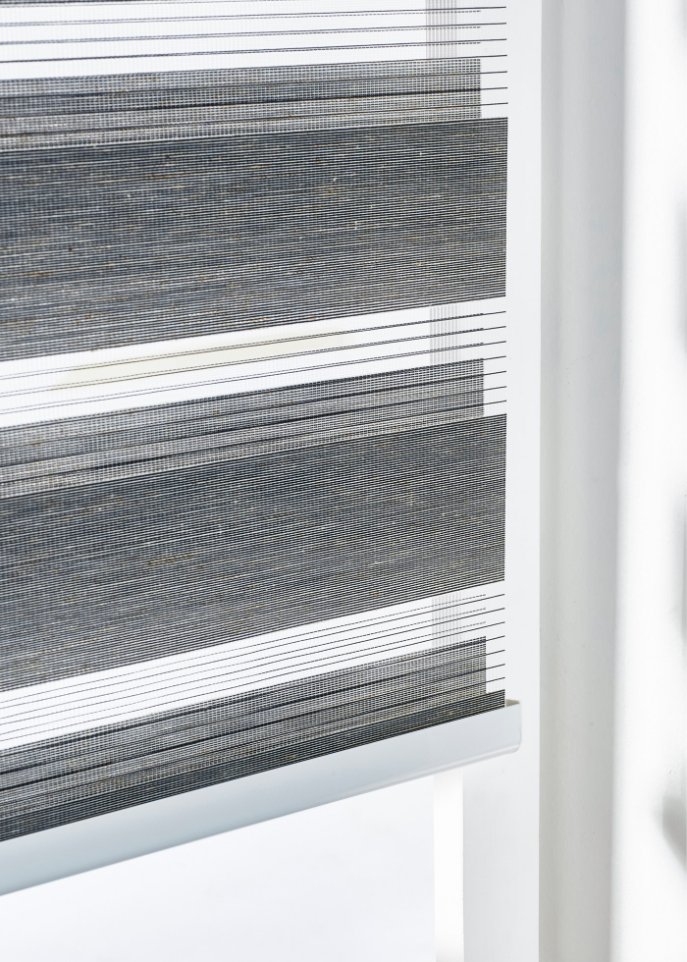 Schnurloses Doppelrollo in Leinen-Optik