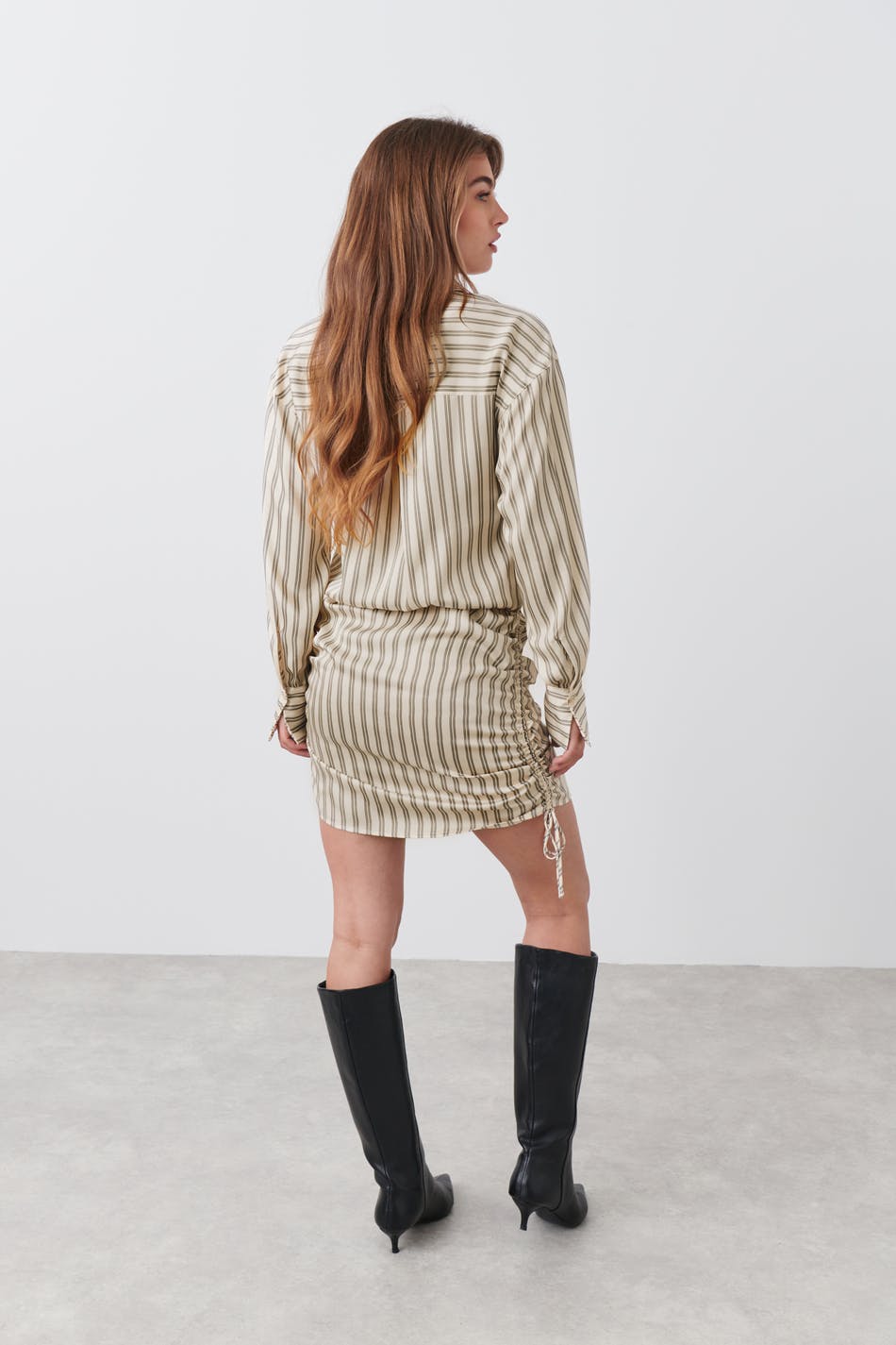 Satin shirt dress