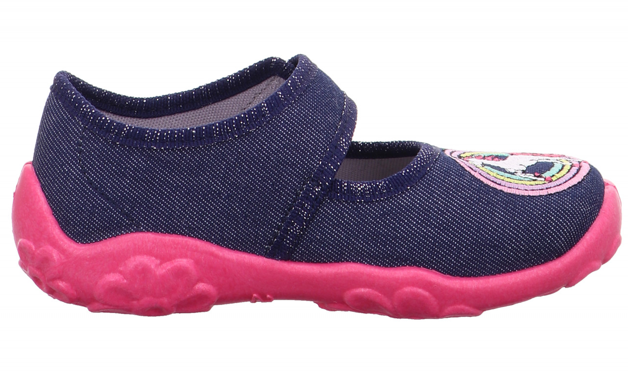 BONNY - Blau/Pink Hausschuh mit Klettverschluss