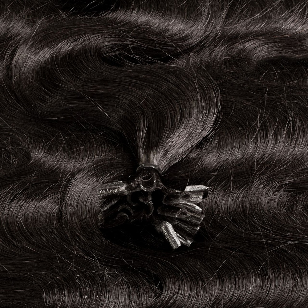 hair2heart Extensions à chaud Bonding Premium cheveux naturels #1b Noir naturel 0.5g extensions
