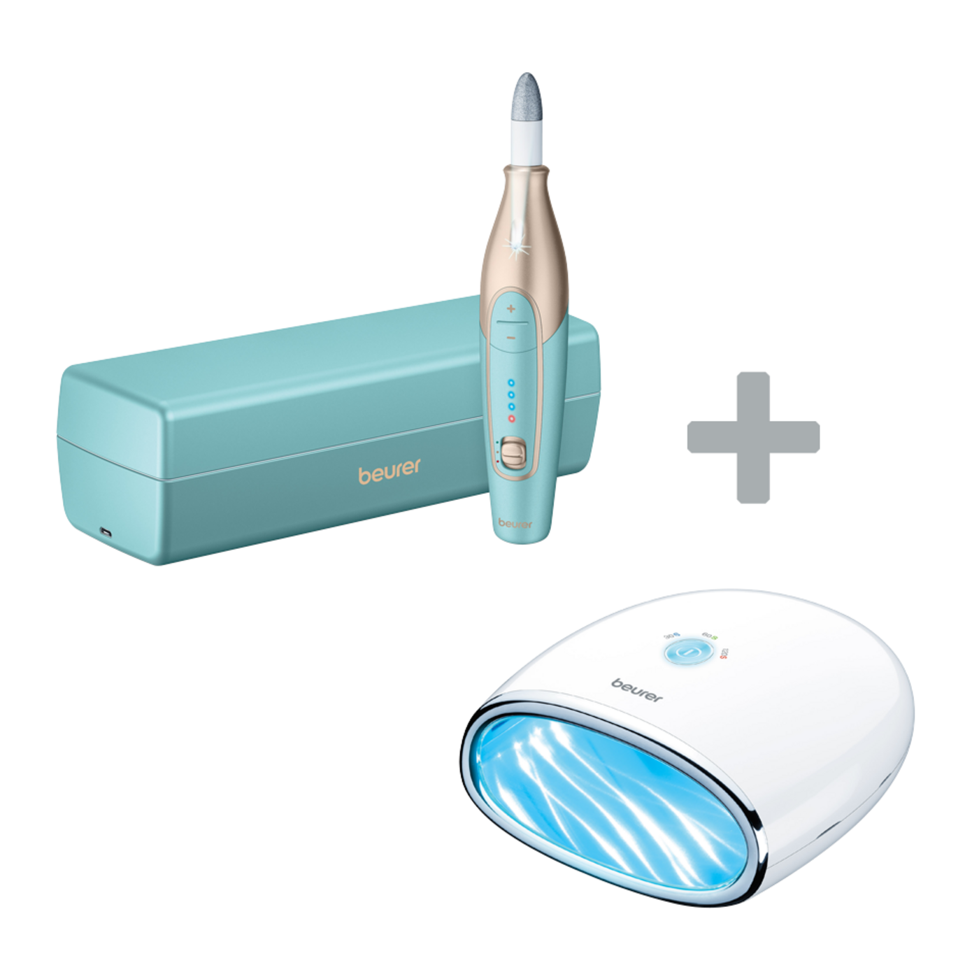Beurer Wiederaufladbares Maniküre- & Pediküreset MP 84 & LED/UV-Nageltrockner - MP 48-Das Komplettpaket für Hände und Füße