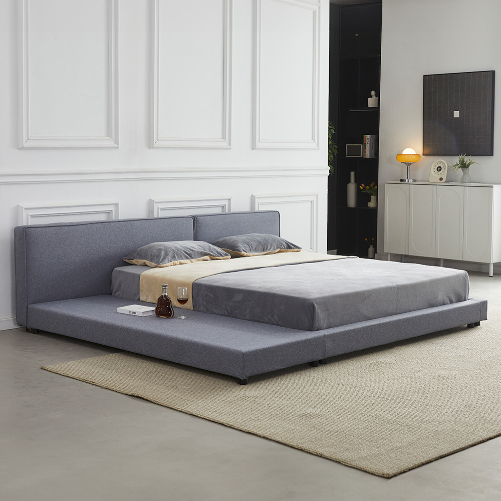 Home Deluxe HOME DELUXE Bett mit Ablage GALAXIS Grau - 140 x 200 cm
